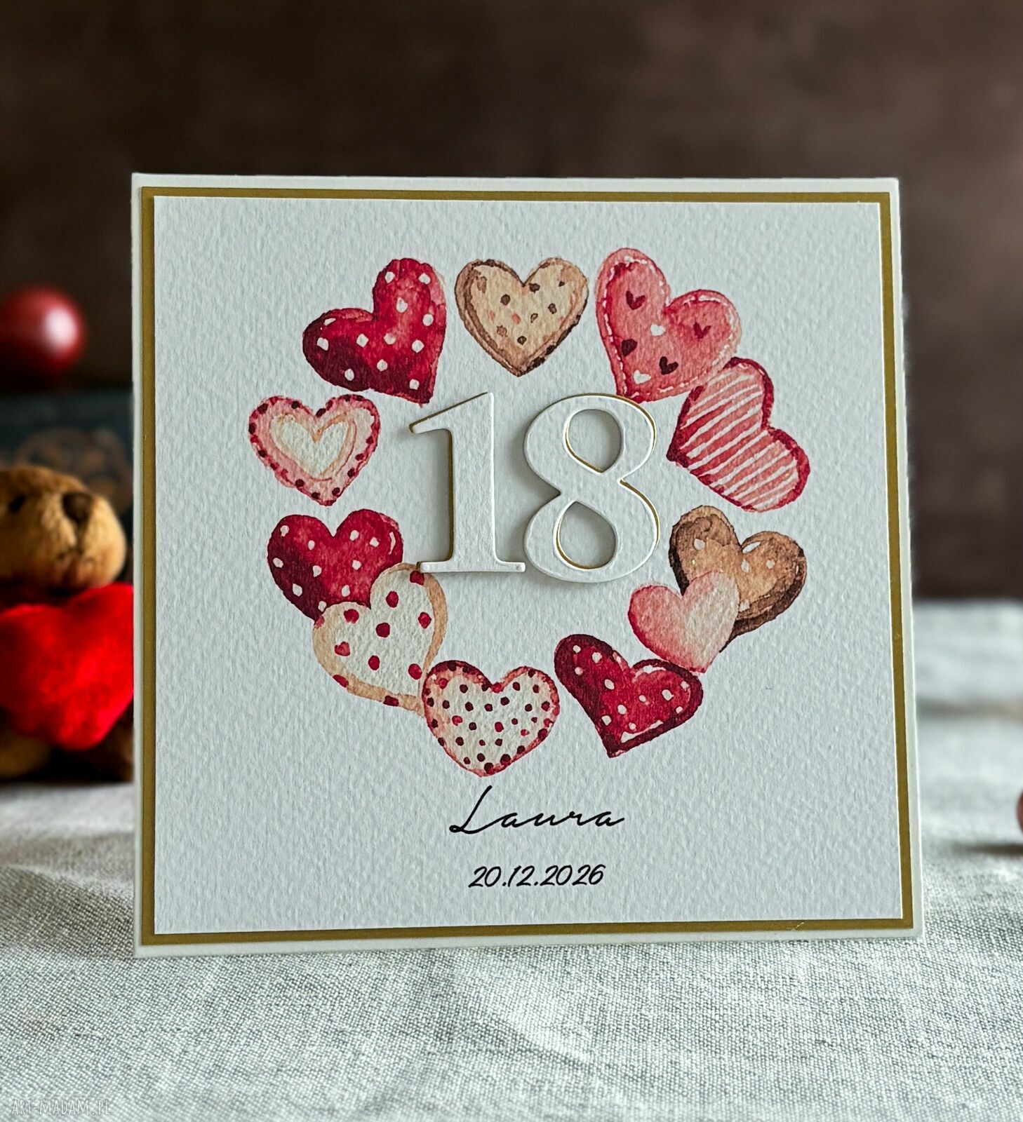 Kartka na 18 urodziny z kopertą prezentową - personalizacja BE HAPPY