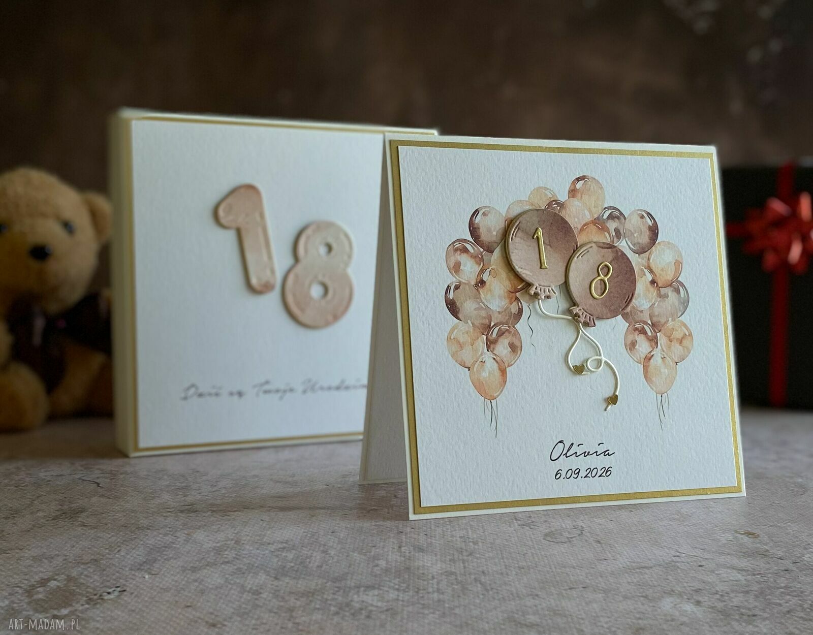 Kartka na 18 urodziny z pudełkiem i kopertą BE HAPPY BH 20D