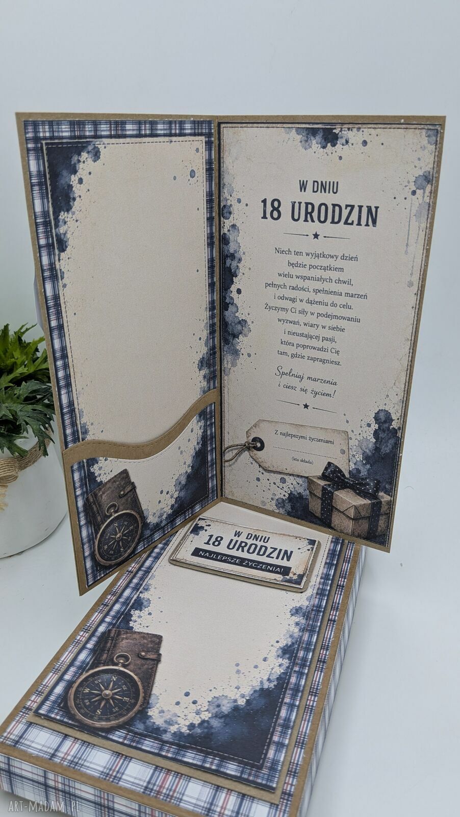 Kartka na 18 urodziny dla chłopaka z pudełkiem - handmade DL