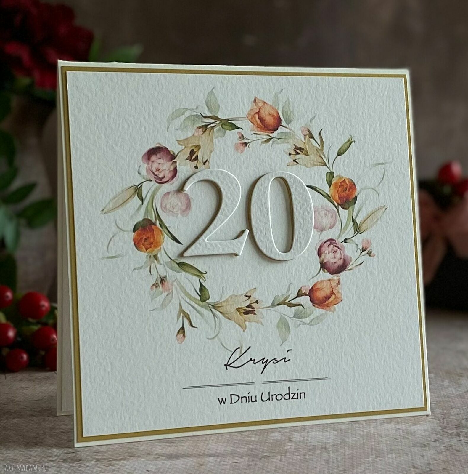 Elegancka kartka na 20 urodziny z personalizacją BH 65