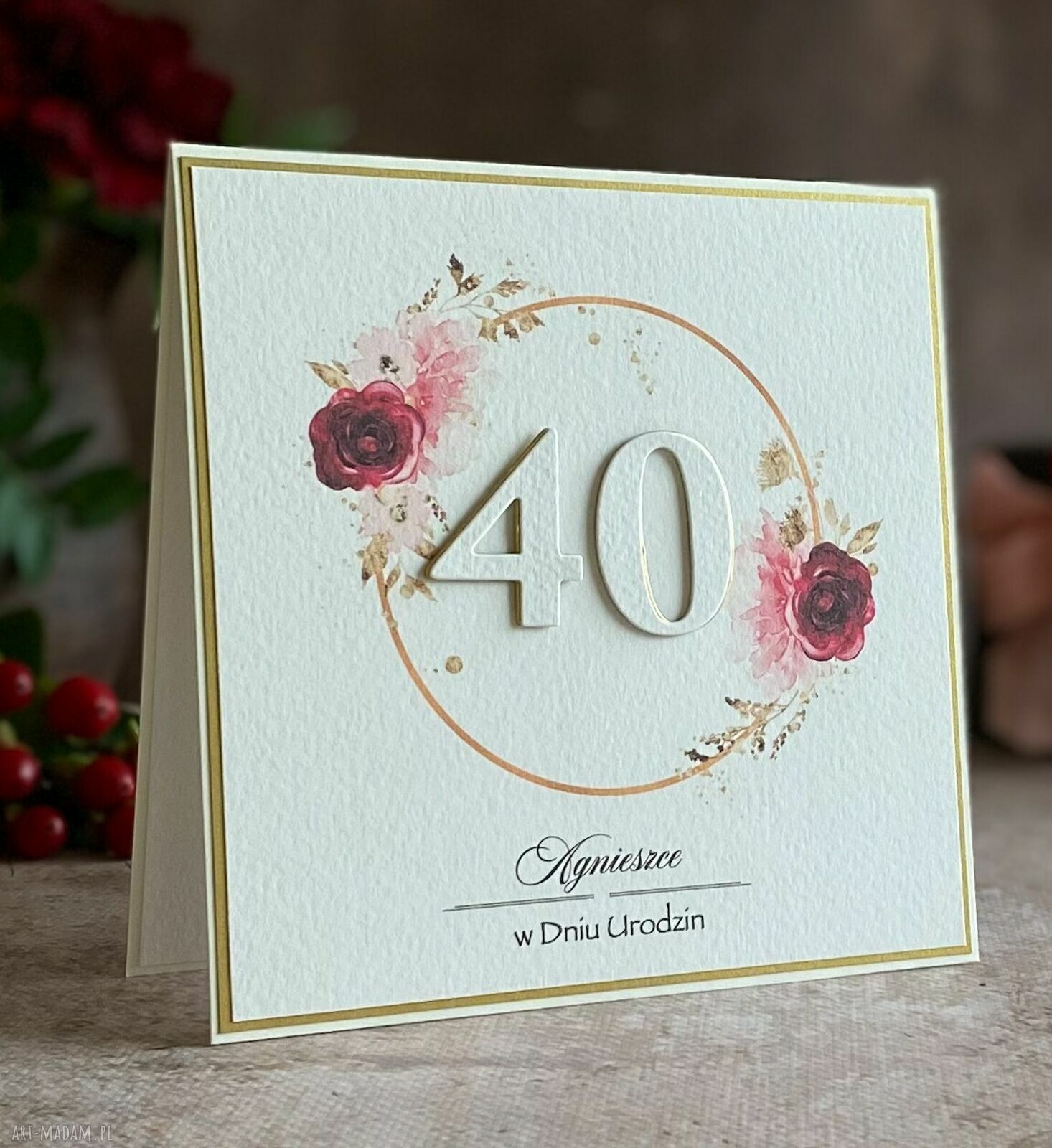 Kartka na 40 urodziny z personalizacją BH 50