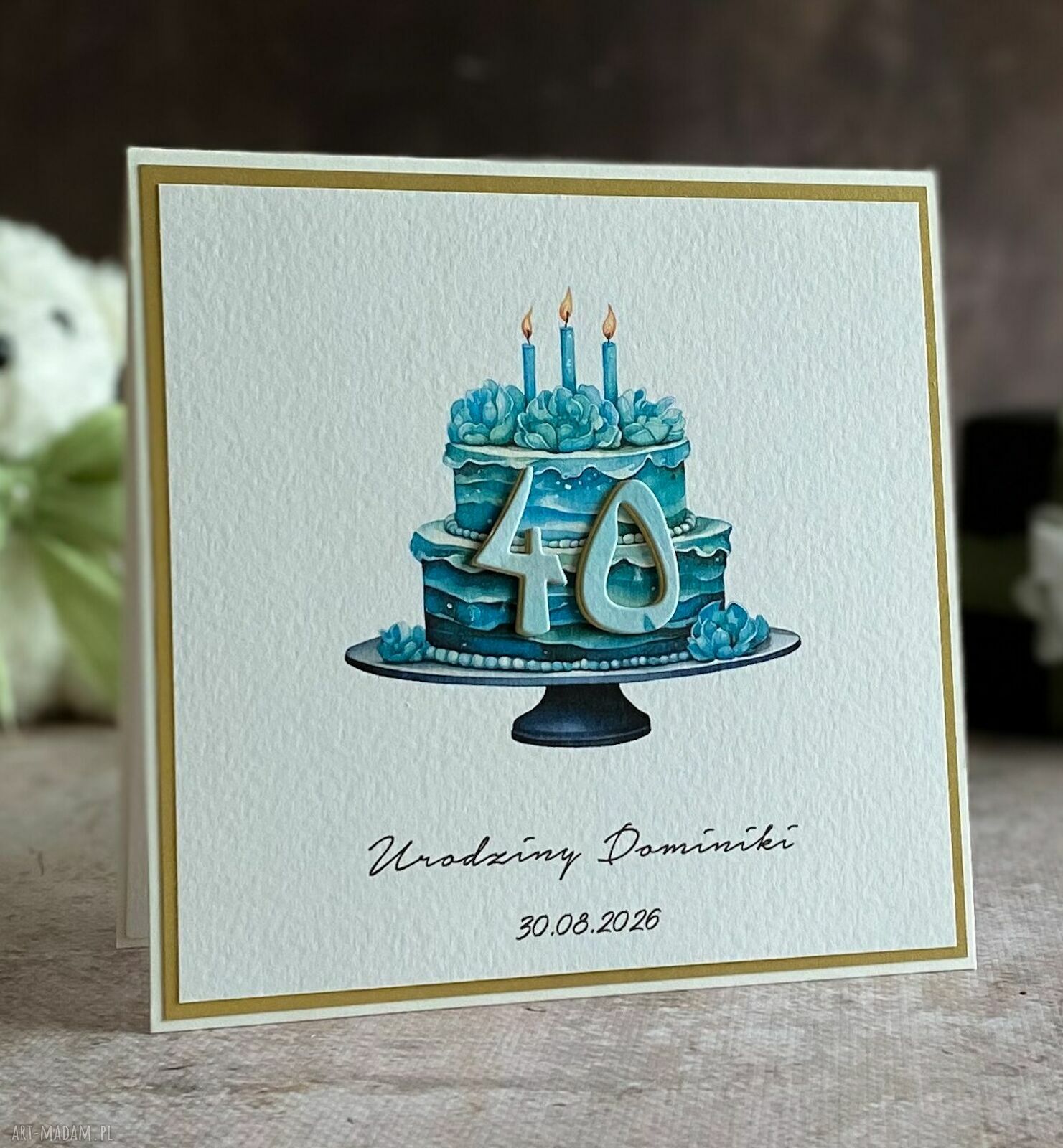 Personalizowana kartka na 40 urodziny BE HAPPY 14x14 cm