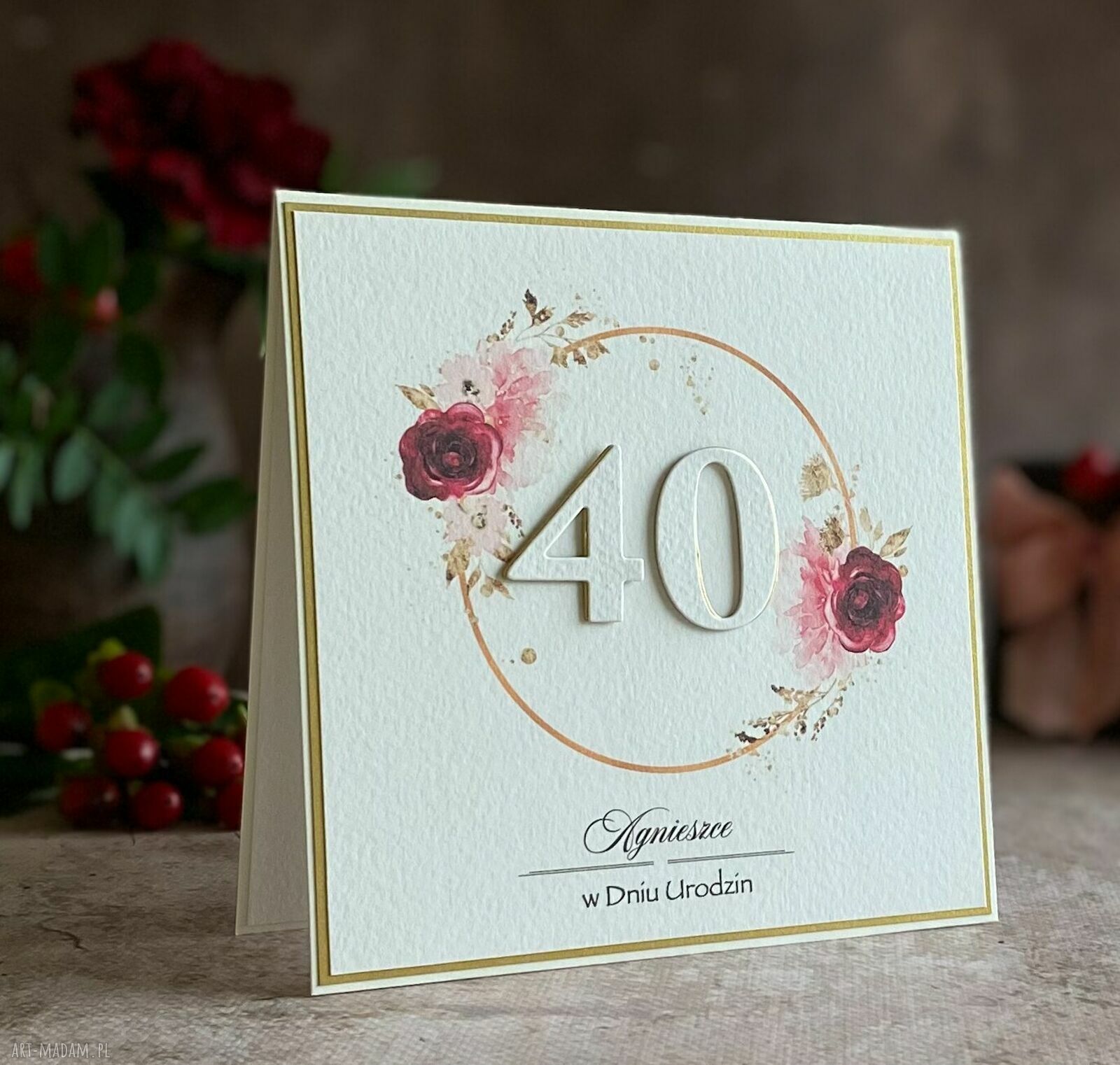 Kartka na 40 urodziny z personalizacją BH 50
