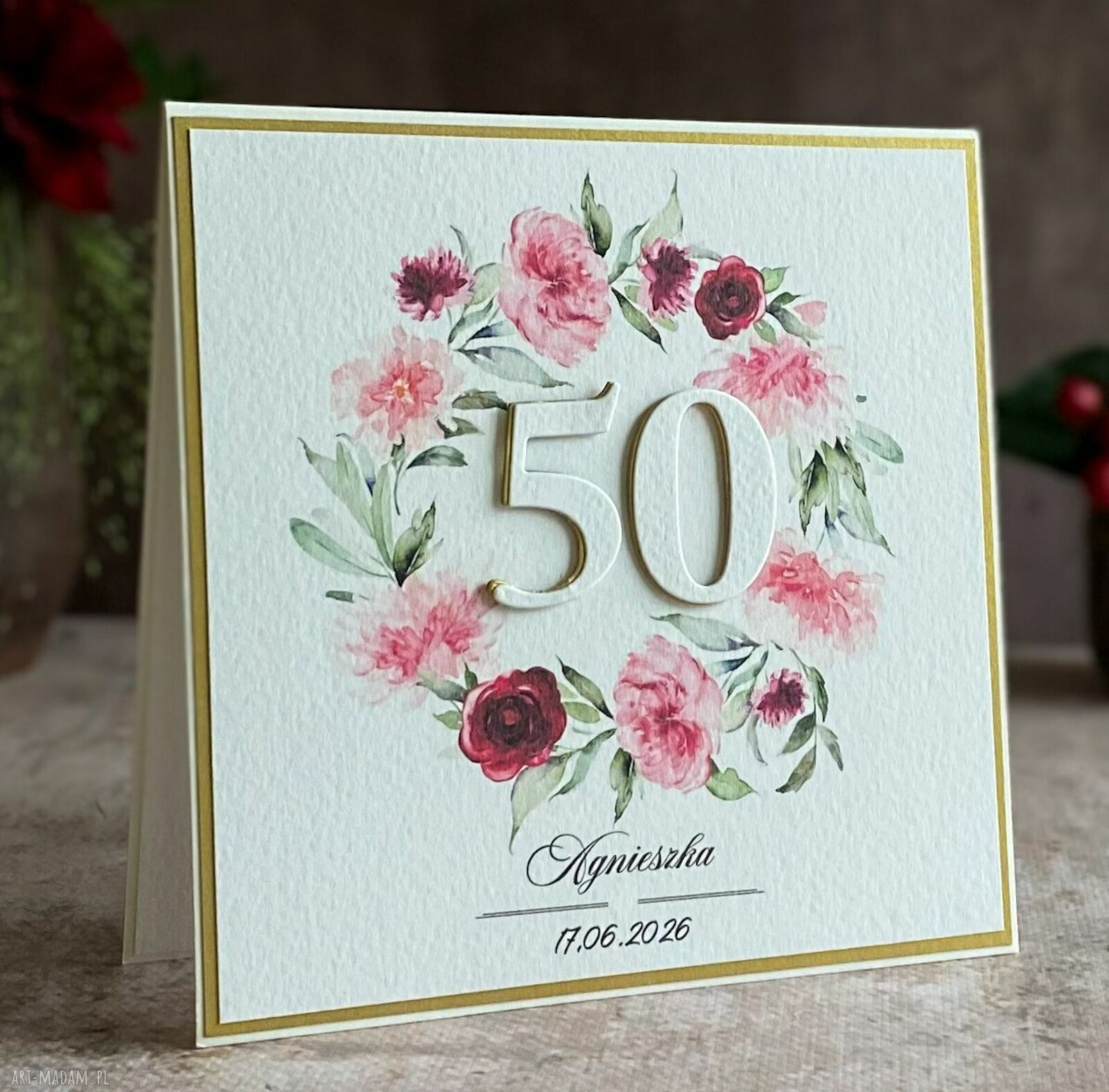 Kartka na 50 urodziny z personalizacją BE HAPPY BH 21