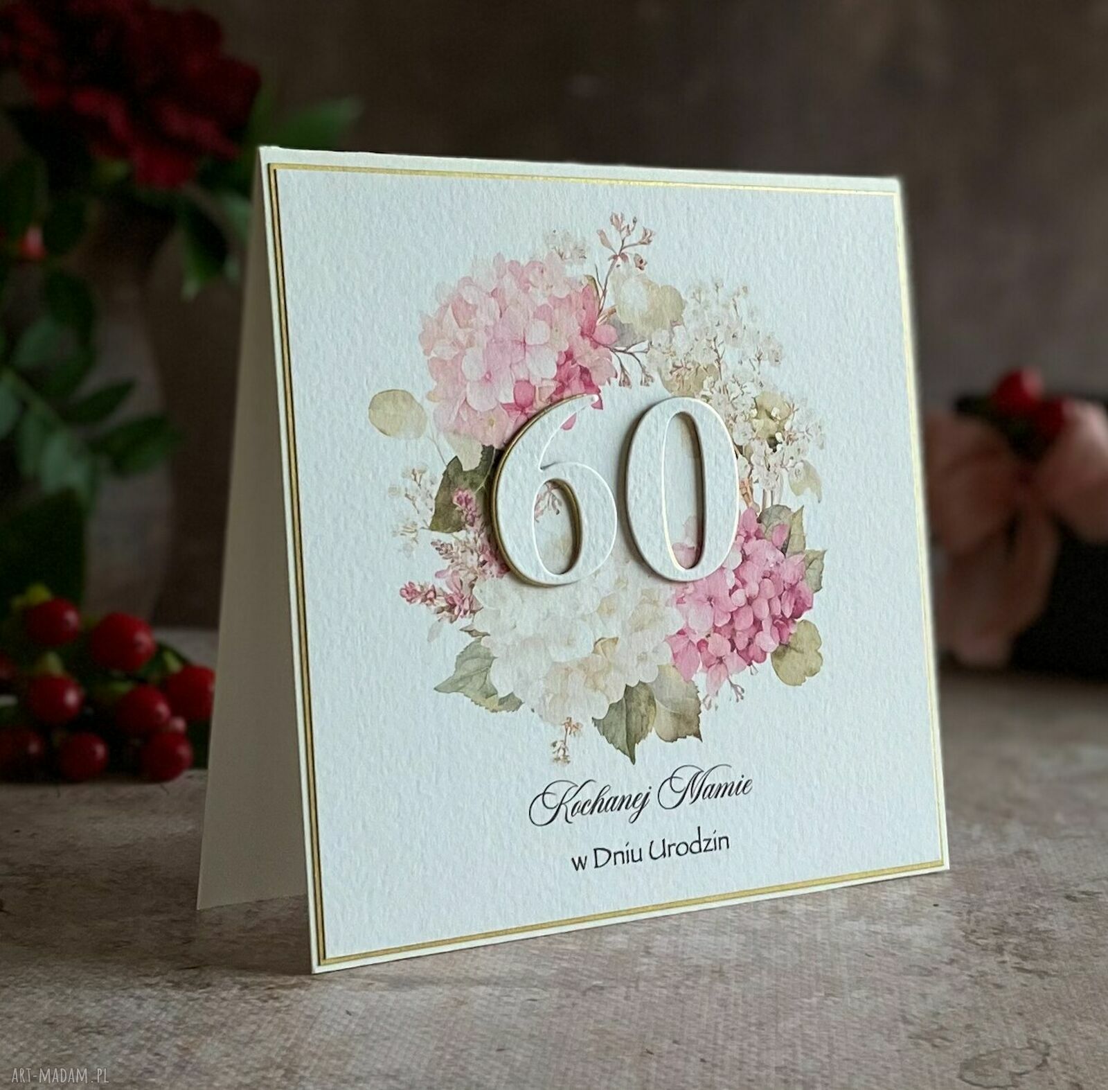 Elegancka kartka na 60. urodziny z personalizacją