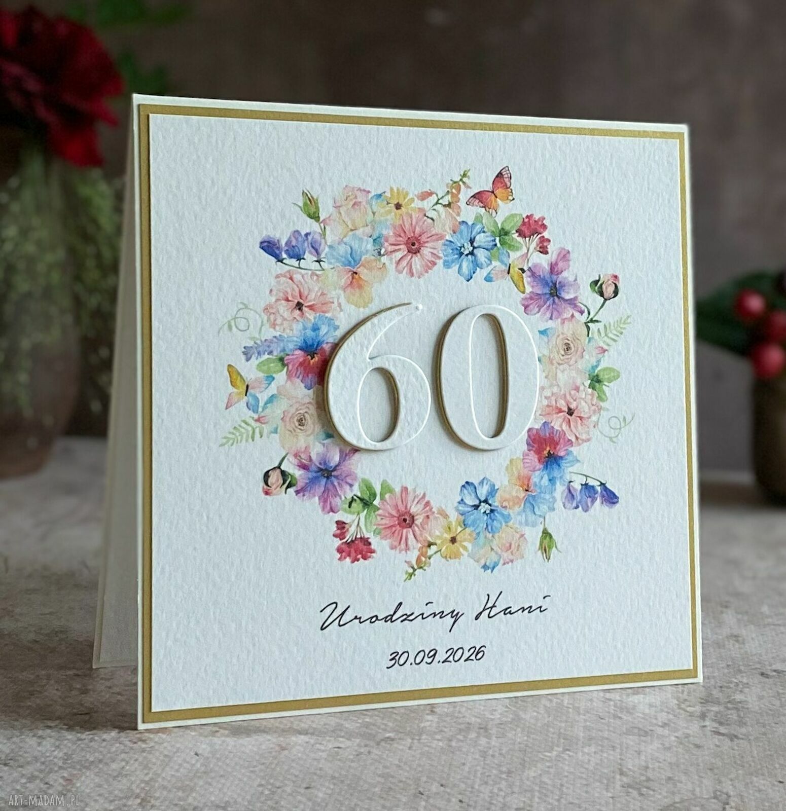 Kartka na 60 urodziny z personalizacją BH 35 - elegancka