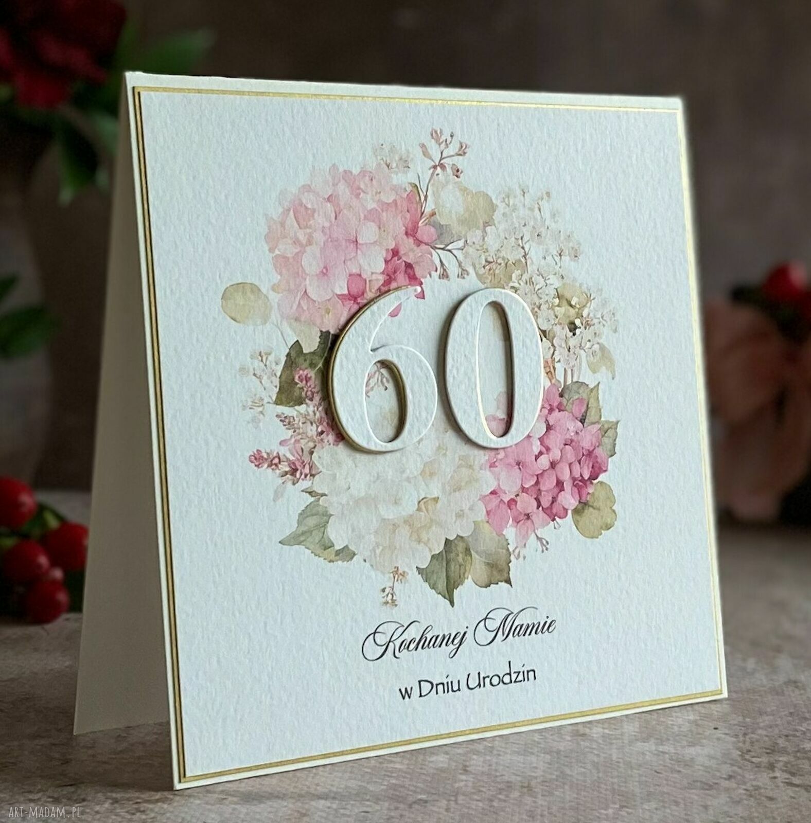 Elegancka kartka na 60. urodziny z personalizacją