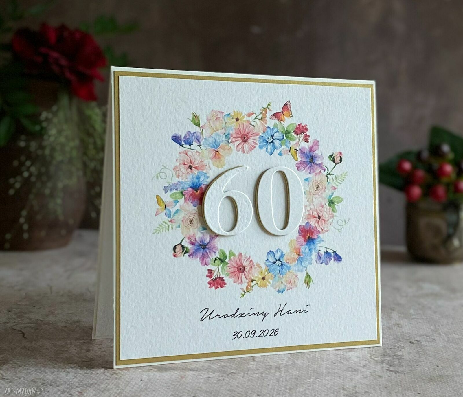 Kartka na 60 urodziny z personalizacją BH 35 - elegancka