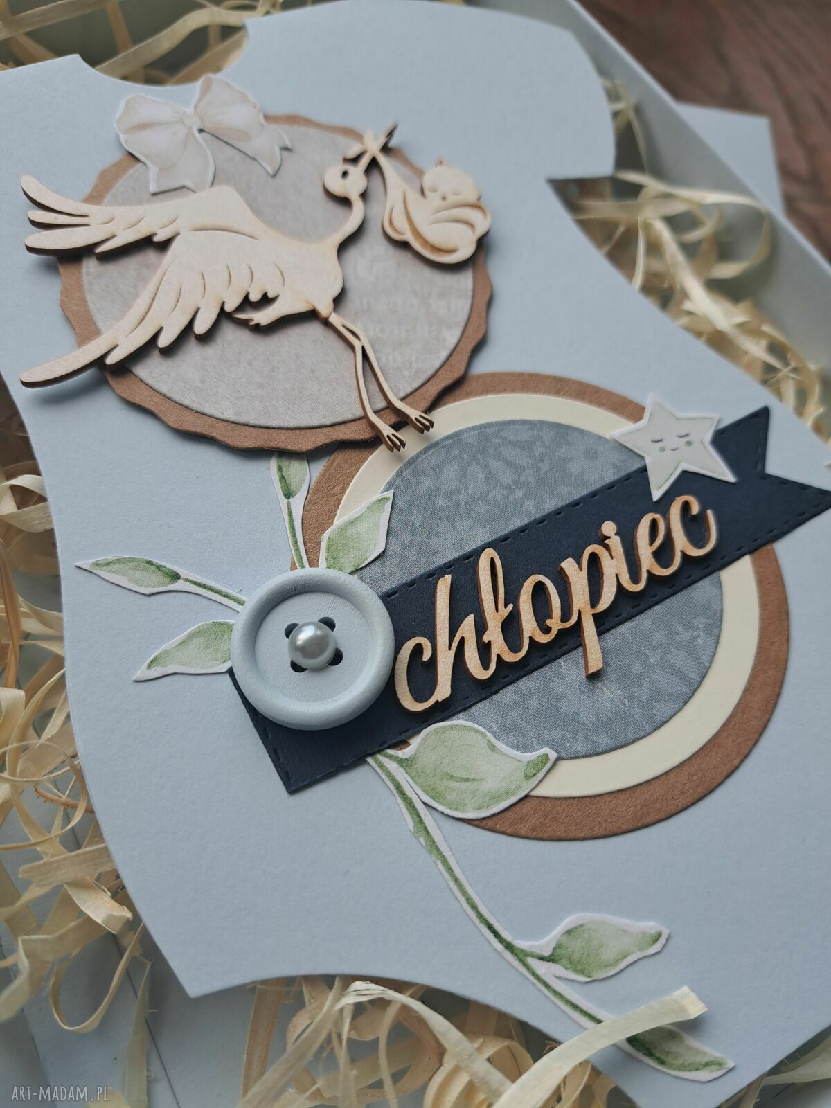 Wyjątkowa kartka na baby shower chłopca w pudełku dla przyszłej mamy