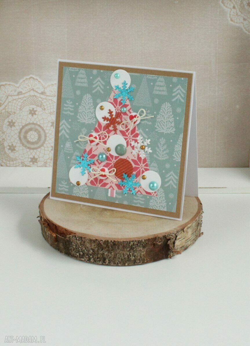 Kartka na Boże Narodzenie z choinką - ręcznie robiona scrapbooking