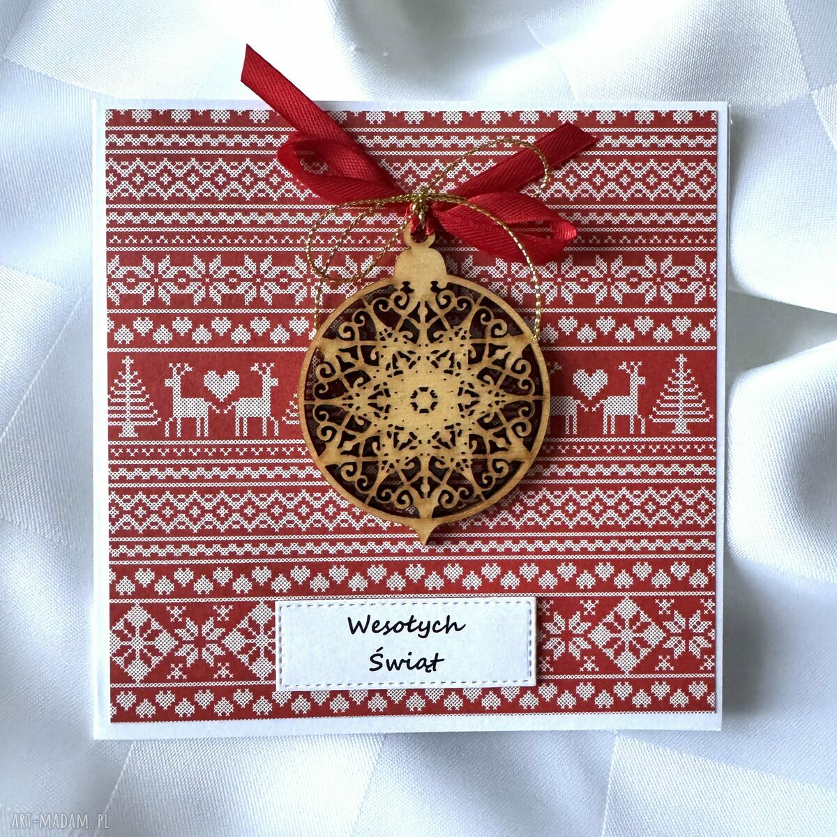 prezent pod choinkę: Kartka na Boże Narodzenie Święta Świąteczna hand made