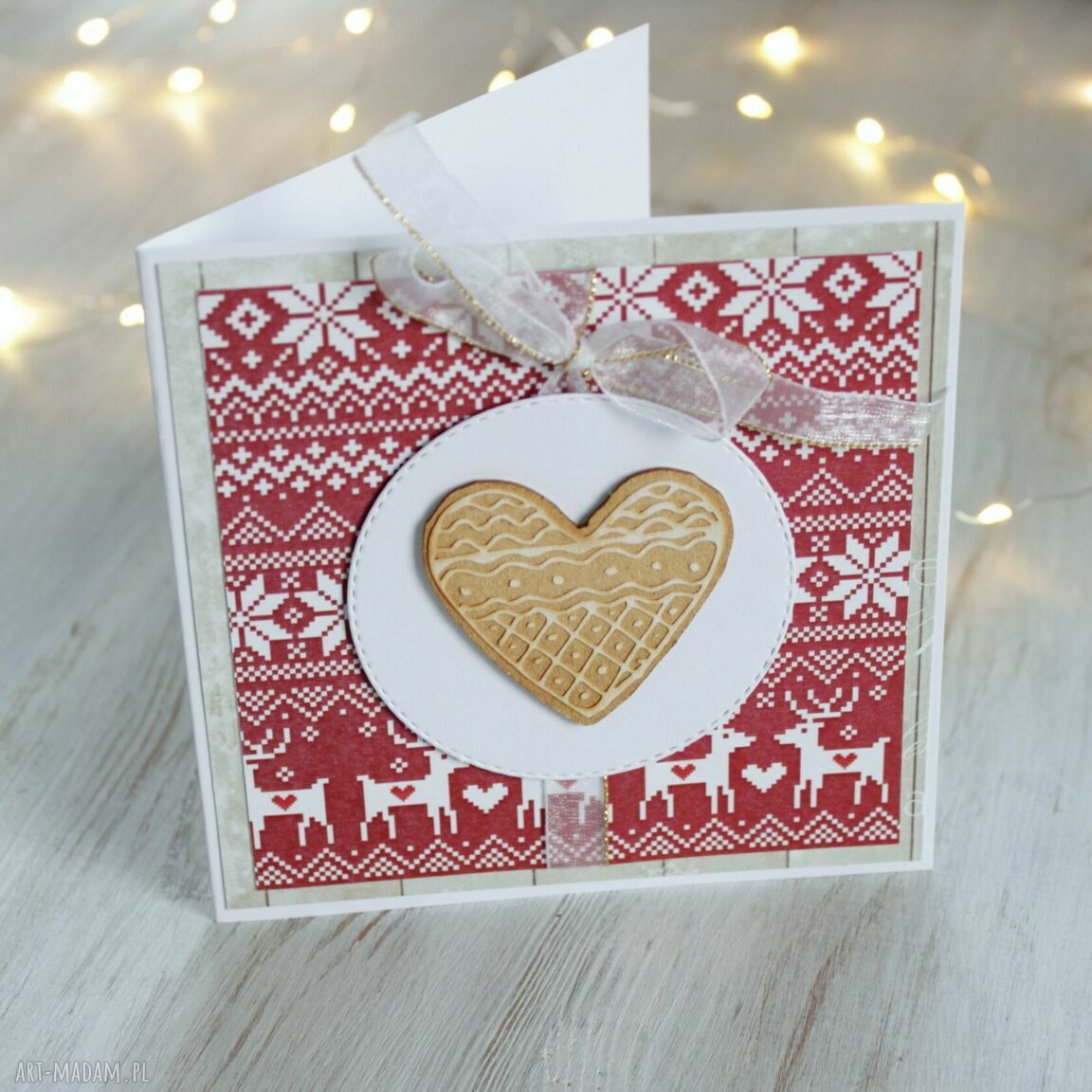 prezent pod choinkę: Kartka na Boże Narodzenie Święta Świąteczna Hand Made