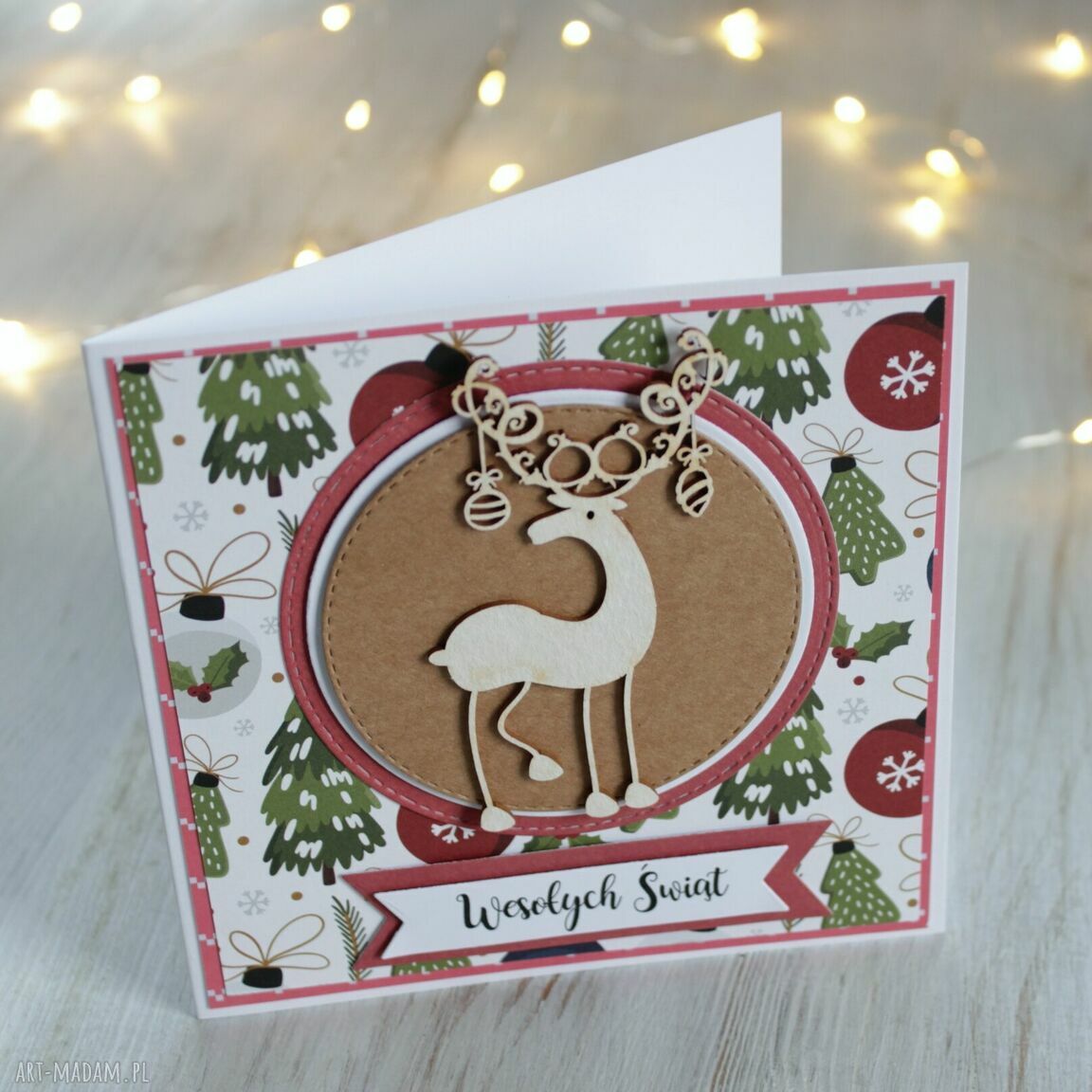 pomysł na świąteczny prezent: Kartka na Boże Narodzenie Święta Świąteczna handmade