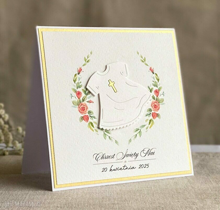 Personalizowana kartka na Chrzest - elegancka pamiątka w ozdobnej kopercie