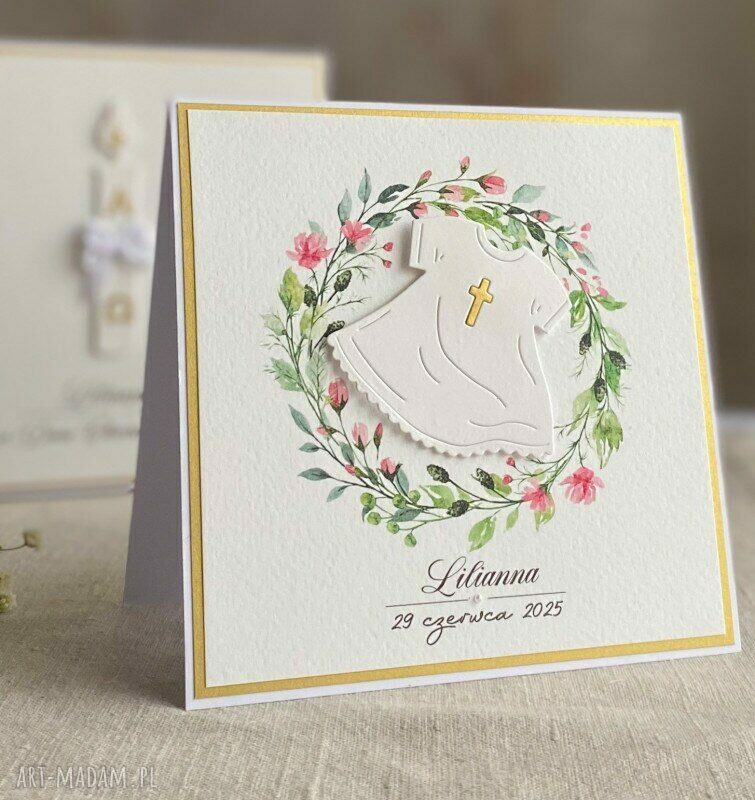Kartka na chrzest z pudełkiem i kopertą - personalizowana pamiątka