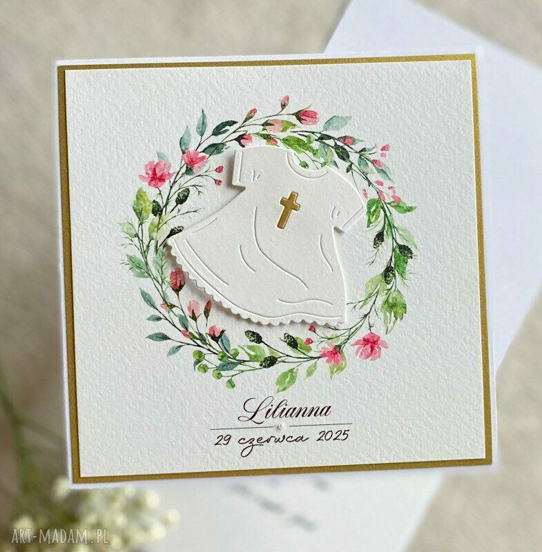 Kartka na chrzest z pudełkiem i kopertą - personalizowana pamiątka