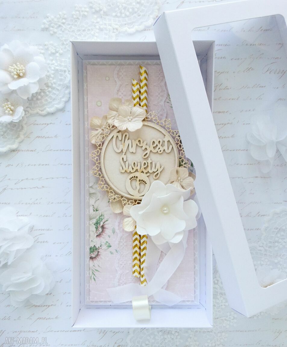 Kartka chrzest pudełku święty pamiątka chrztu dziecka prezent