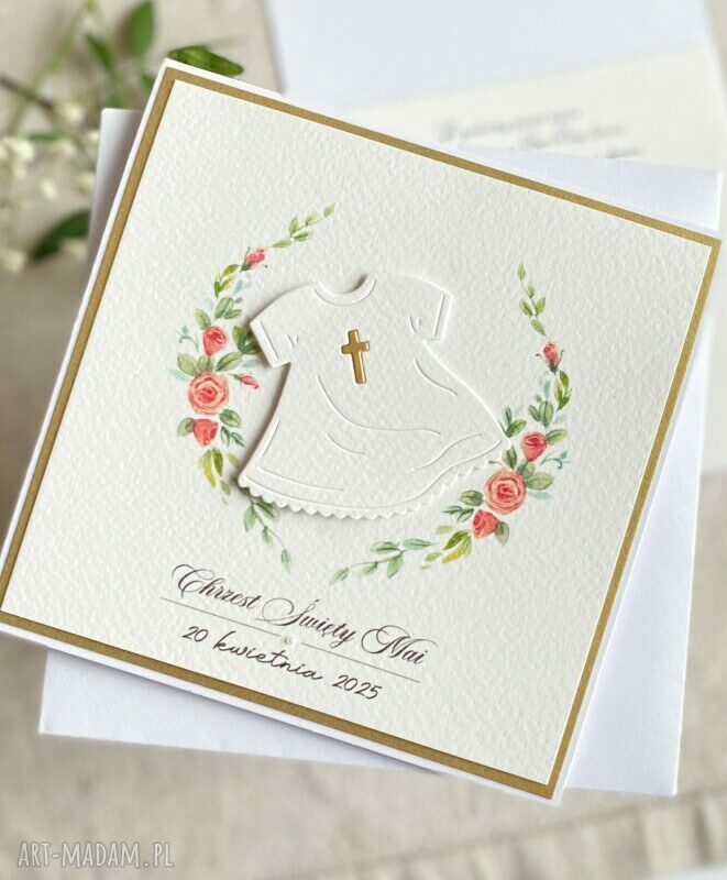 Personalizowana kartka na Chrzest - elegancka pamiątka w ozdobnej kopercie
