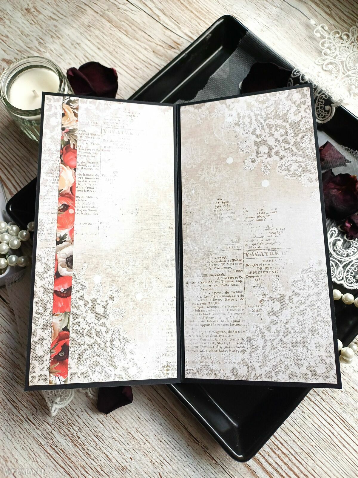 Kartka na Dzień Matki z makami - ręcznie robiona scrapbooking