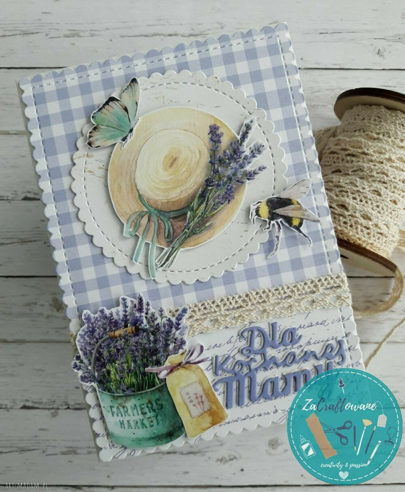 Kartka na Dzień Mamy z motywem - ręcznie robiona scrapbooking