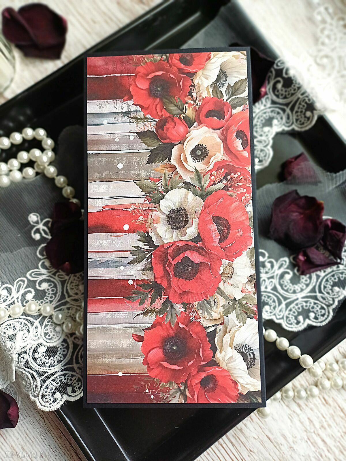 Kartka na Dzień Matki z makami - ręcznie robiona scrapbooking