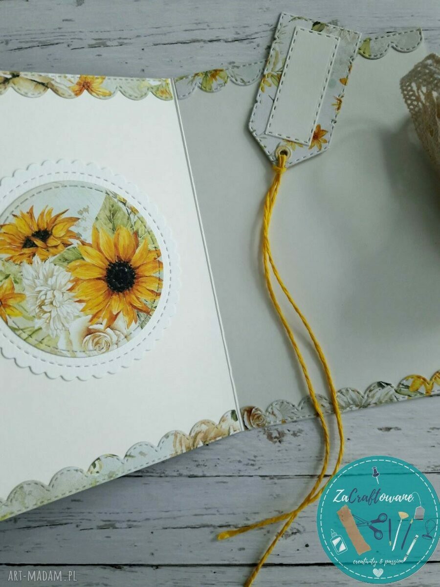 Kartka na Dzień Mamy ze Słonecznikami - ręcznie robiona scrapbooking z efektem 3D