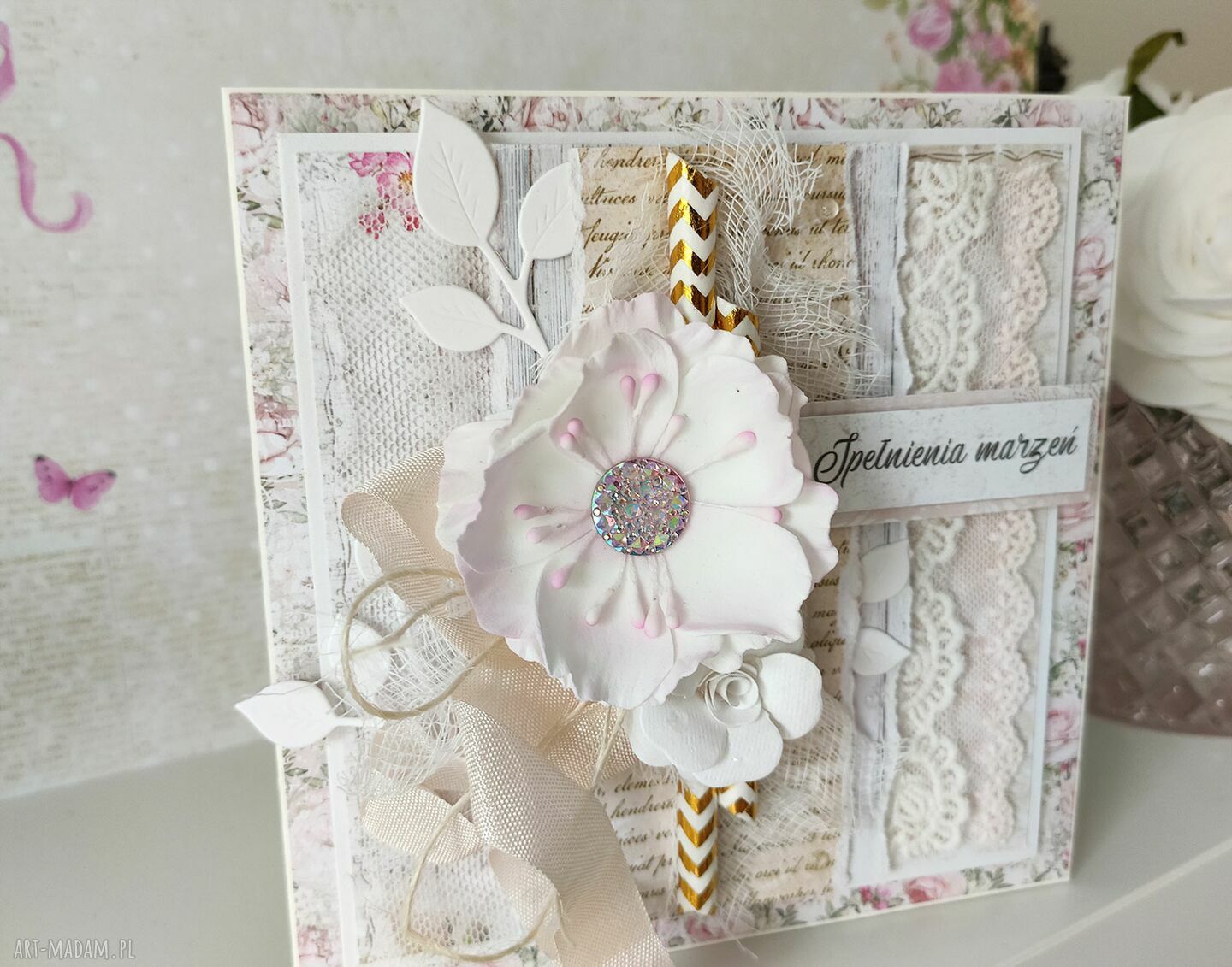 scrapbooking kartki: Kartka okolicznościowa w jasnych kolorach Ręcznie robione