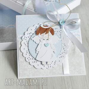 kartka na komunię pudełku - niebieskie scrapbooking