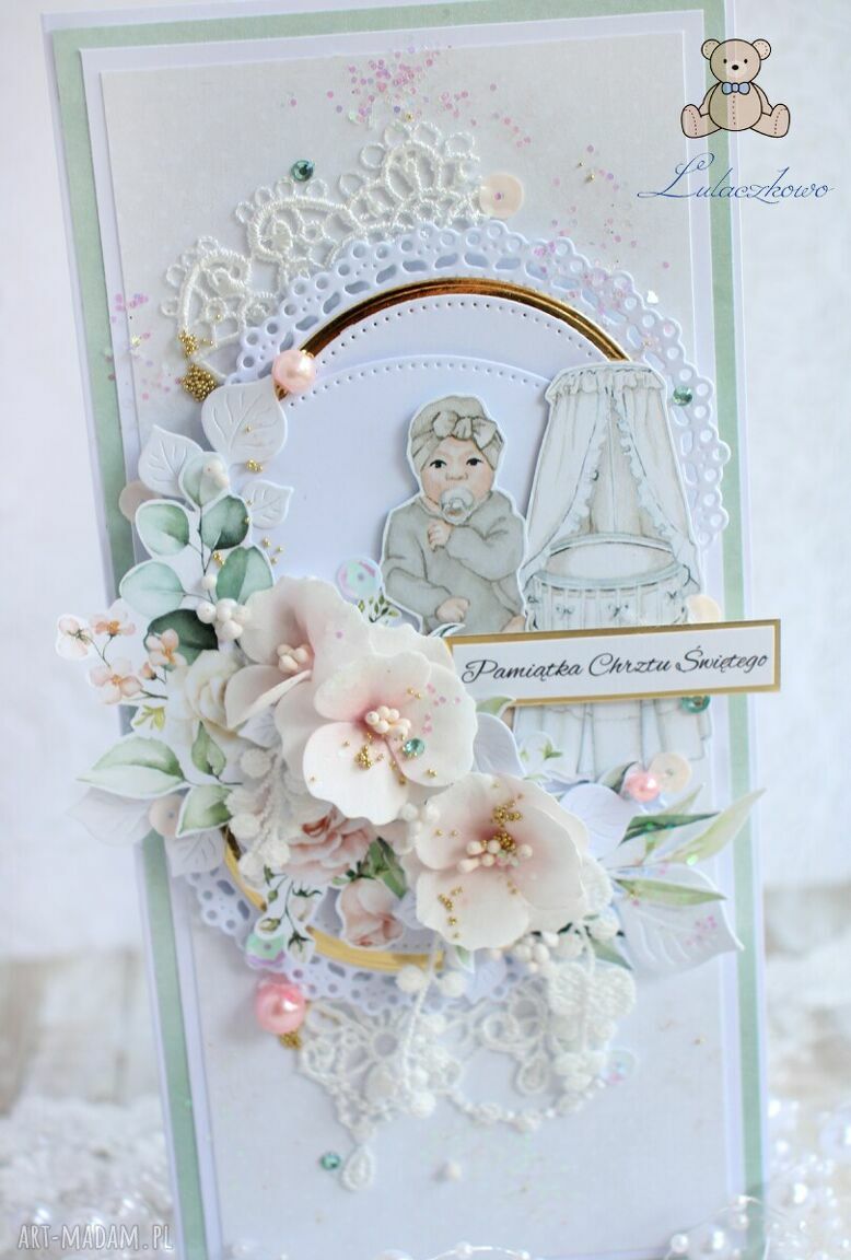 Kartka na chrzest święty Baby Book - ręcznie robiona pamiątka