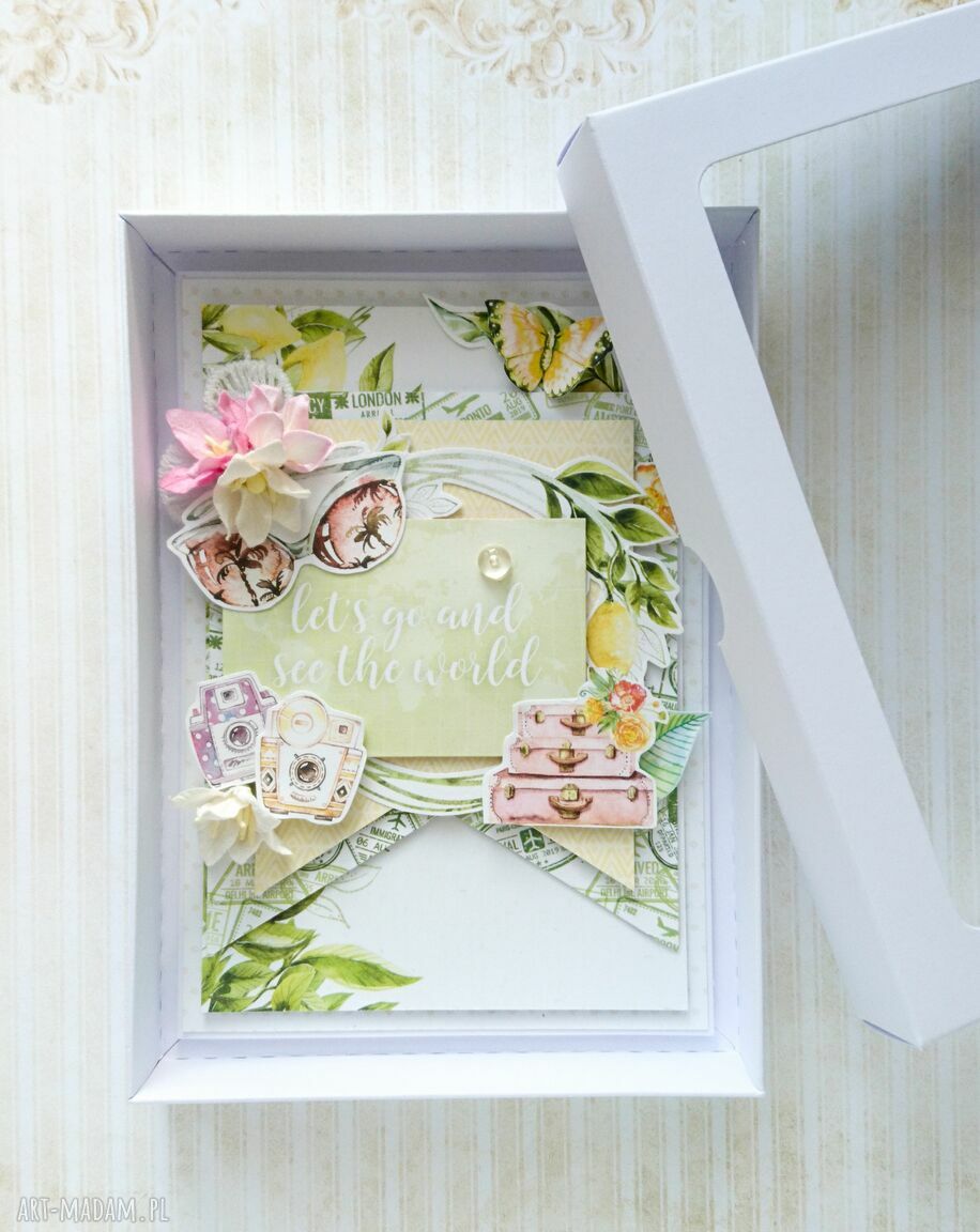 Kartka wakacyjna pudełku dla przyjaciela wakacji podróży