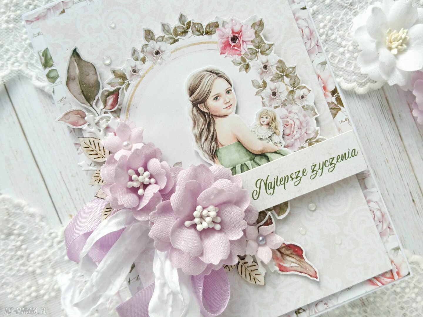 scrapbooking kartki: Kartka z dziewczynką, w pudełku Ręcznie zrobione