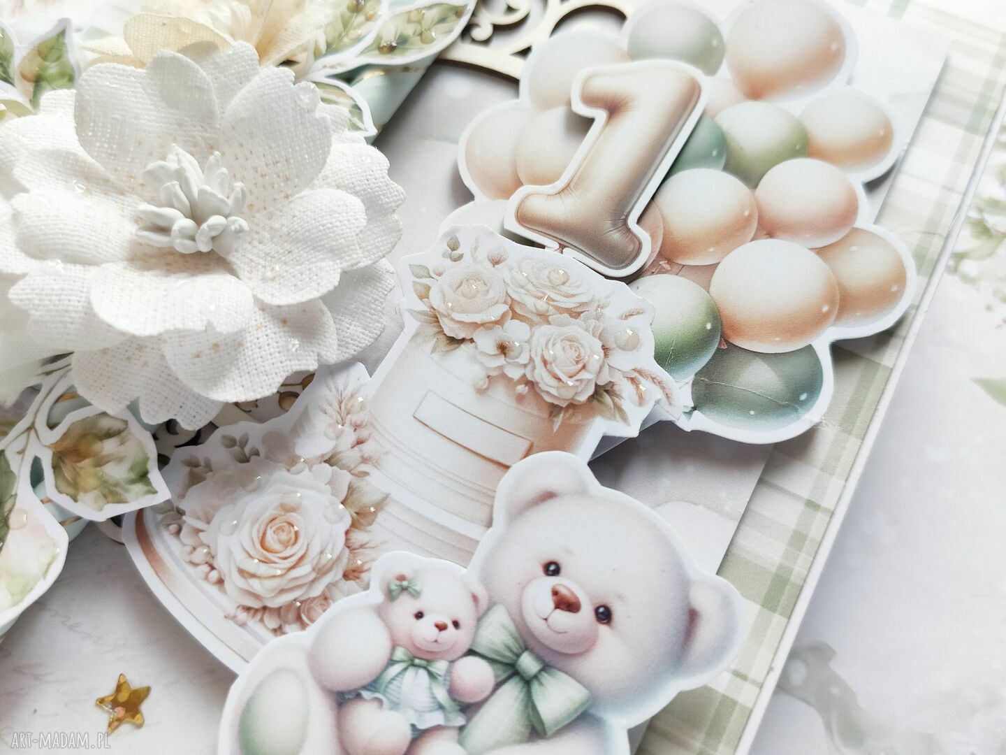 scrapbooking kartki: Kartka na roczek, w pudełku Autorskie