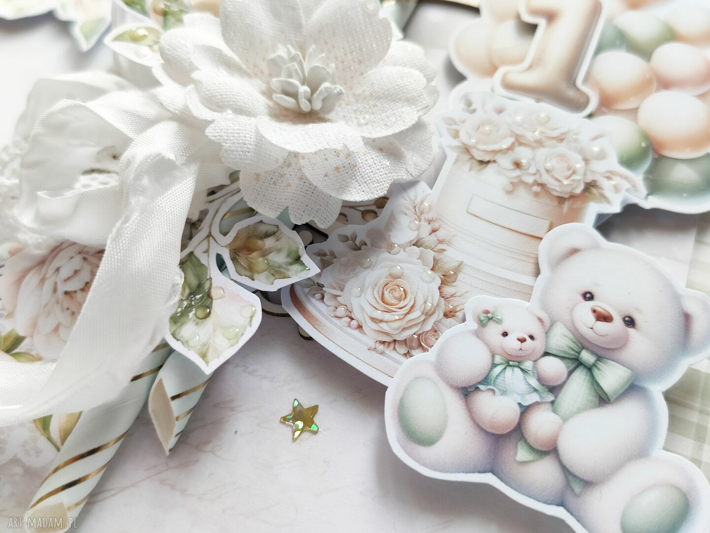 scrapbooking kartki: Kartka na roczek, w pudełku Autorskie