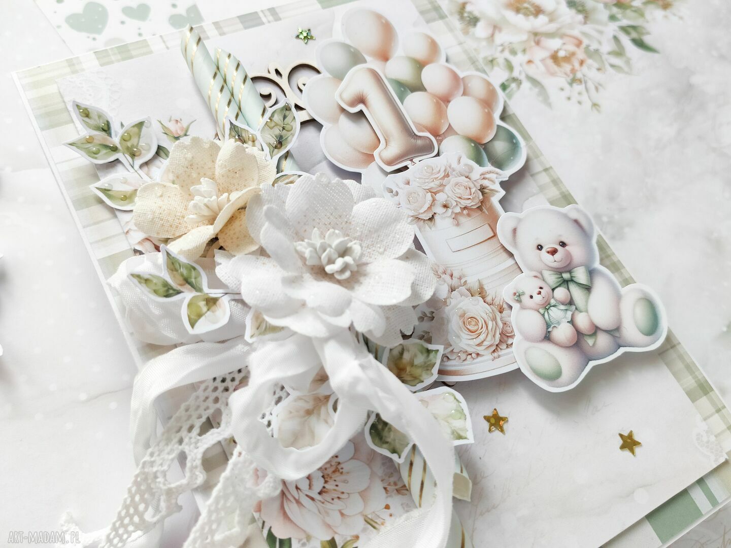 scrapbooking kartki: Kartka na roczek, w pudełku Autorskie