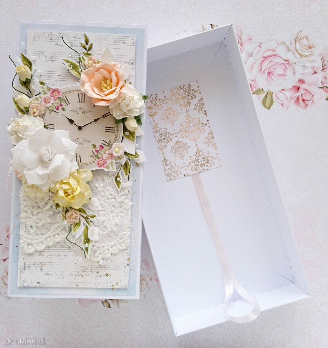 scrapbooking kartki: Kartka na różne okazje, z zegarem Hand Made