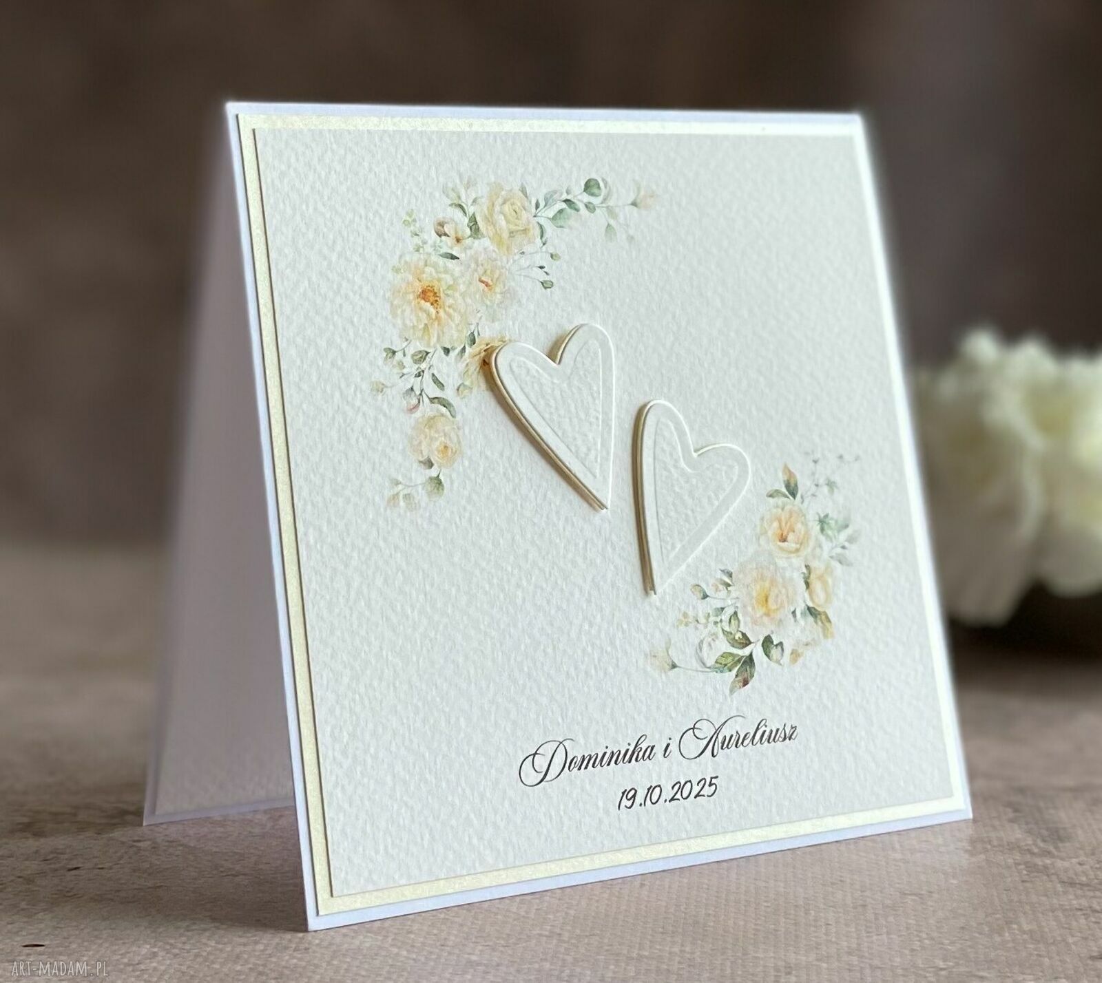 Kartka na ślub w ozdobnej kopercie WP 132b - personalizowana