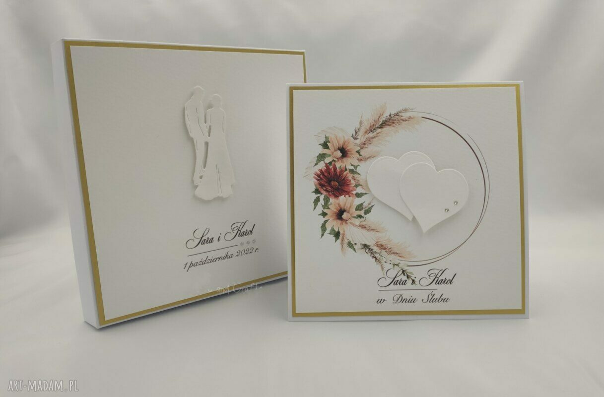 Kartka ślubna z pudełkiem i kopertą W 62 - personalizowana - art-Madam.pl