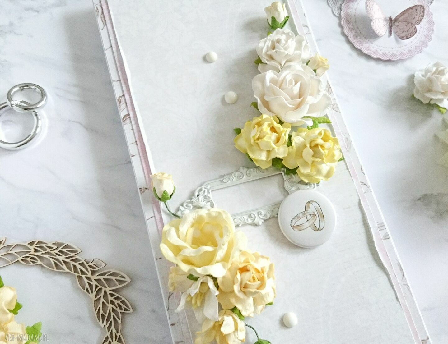 scrapbooking kartki: Kartka na ślub, delikatna Ręcznie robione