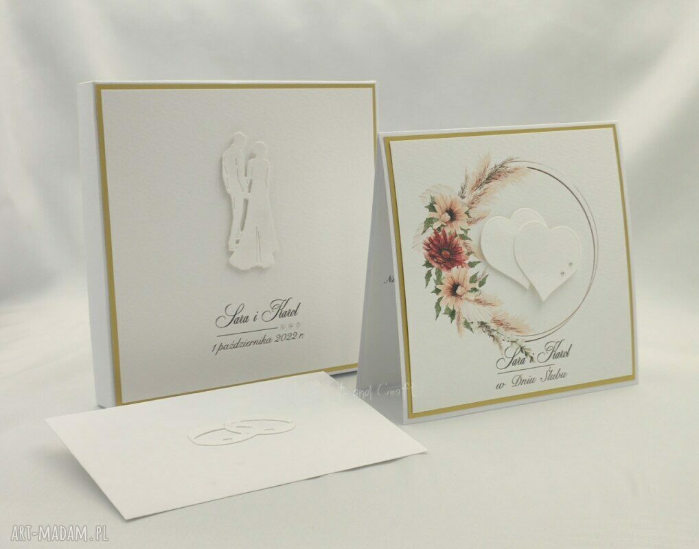 Kartka ślubna z pudełkiem i kopertą W 62 - personalizowana - art-Madam.pl