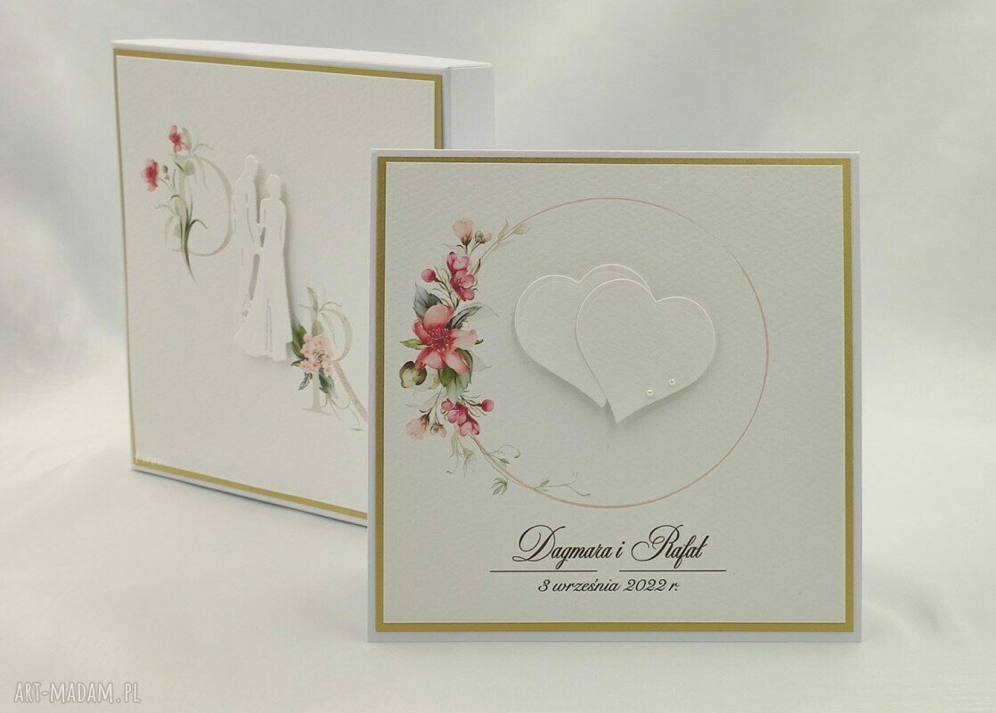 Kartka na Ślub w Pudełku z inicjałami - personalizowana i elegancka