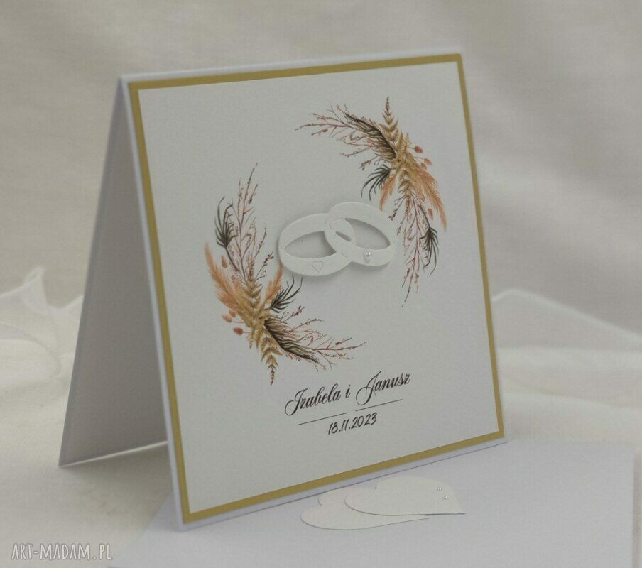 Kartka na ślub w ozdobnej kopercie - wzór WB 92 (personalizowana)