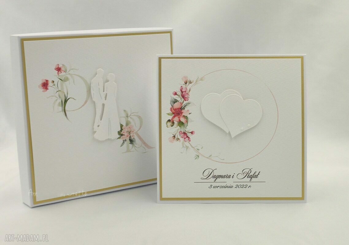 Kartka na Ślub w Pudełku z inicjałami - personalizowana i elegancka