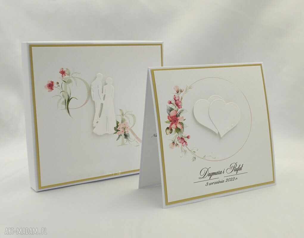 Kartka na Ślub w Pudełku z inicjałami - personalizowana i elegancka