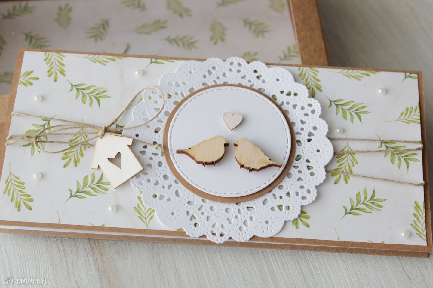 scrapbooking kartki: Kartka na ślub ptaszki Handmade