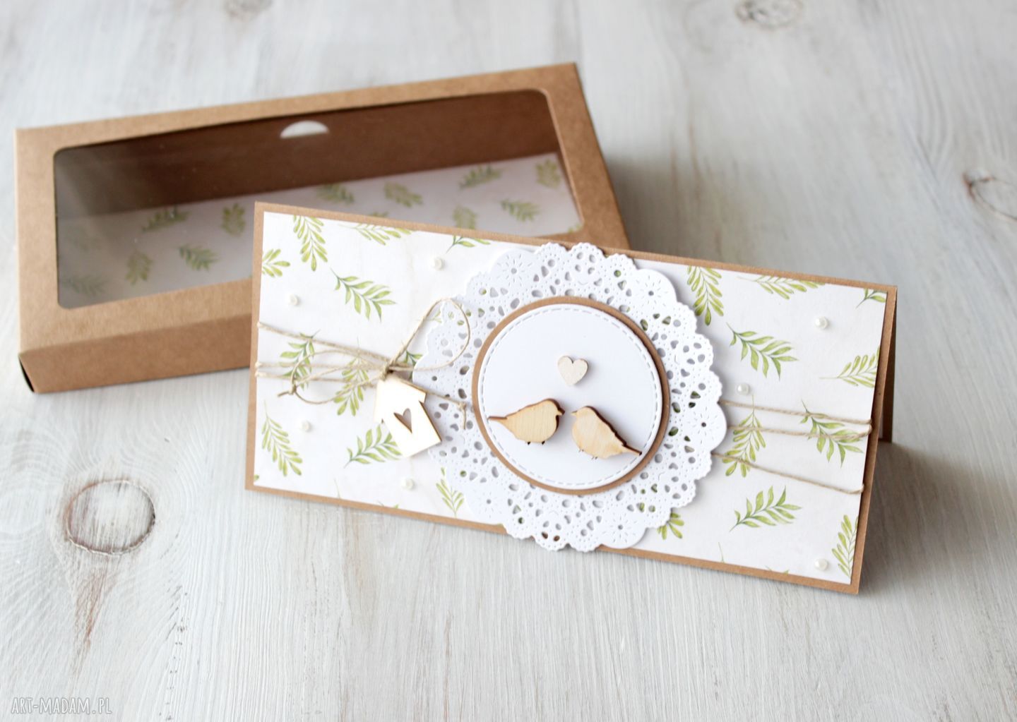 Kartka ślub ptaszki wesele delikatna stylu rustykalnym okazji