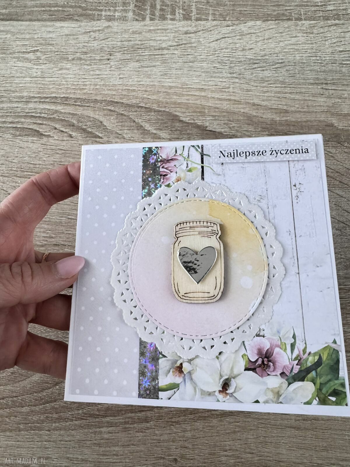 Kartka ślubna scrapbooking ręcznie robiona na prezent