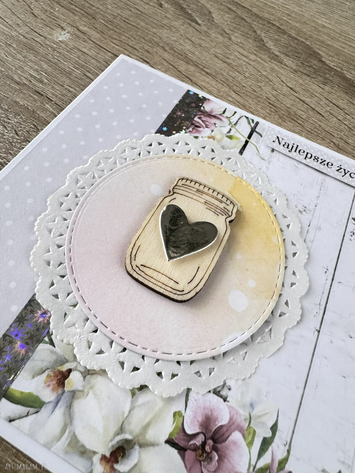 Kartka ślubna scrapbooking ręcznie robiona na prezent