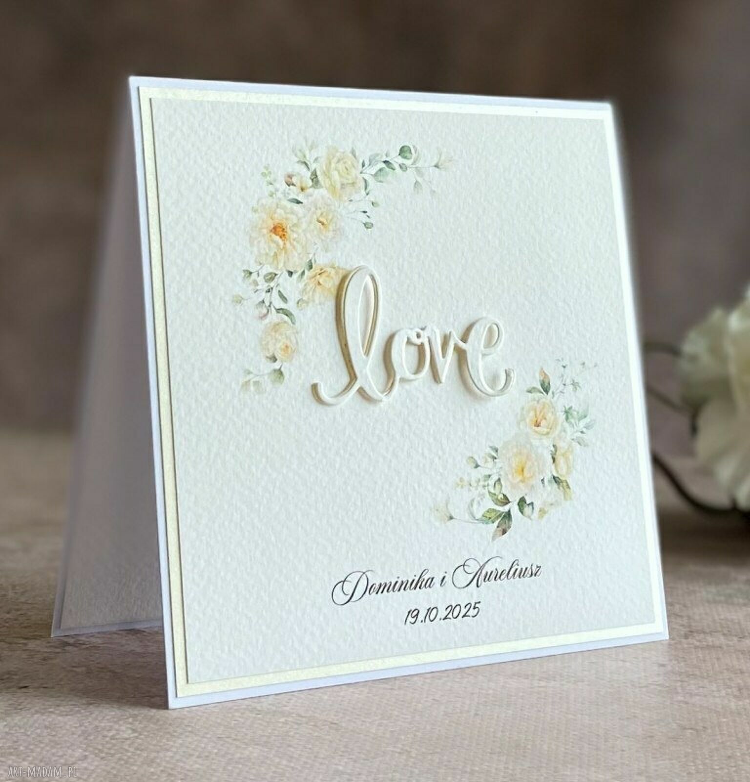 Kartka na ślub w ozdobnej kopercie WP 132c - personalizowana