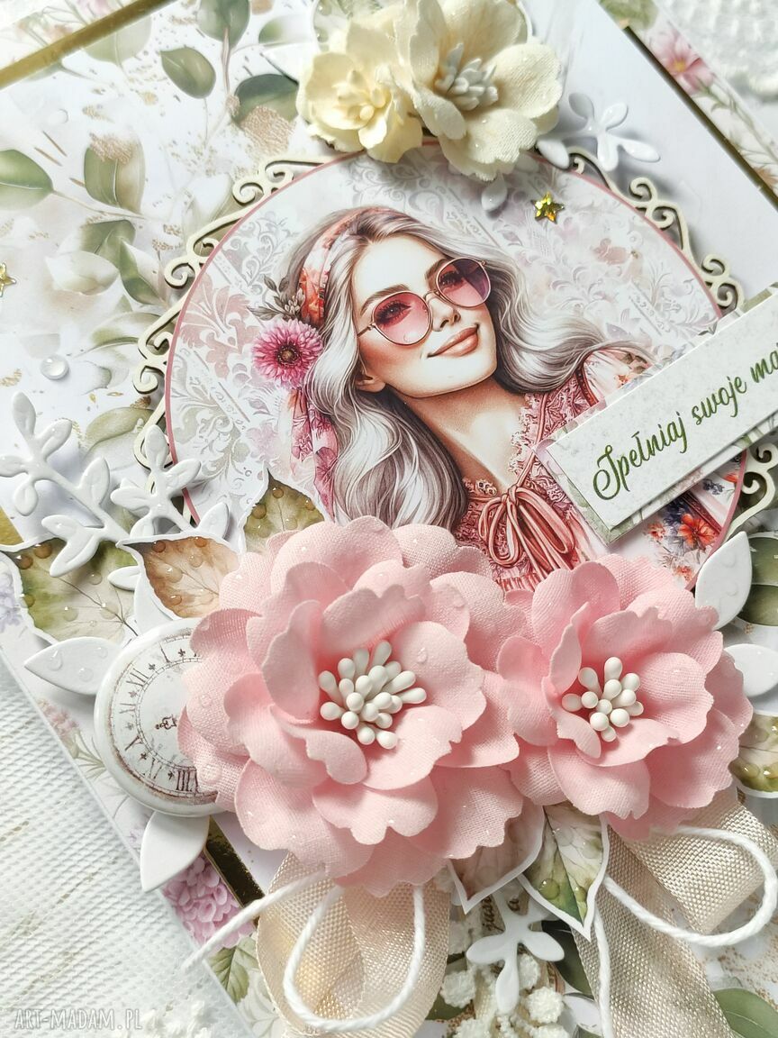 scrapbooking kartki: Duża kartka A5 z kobietą, w pudełku Handmade