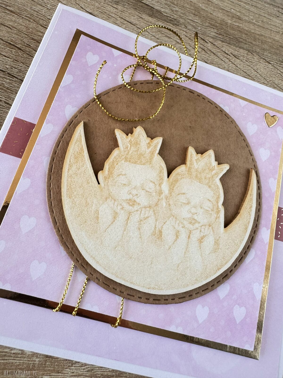 kartki: Kartka na urodziny roczek babyshower bliżnięta bliżniaczki ręcznie robione